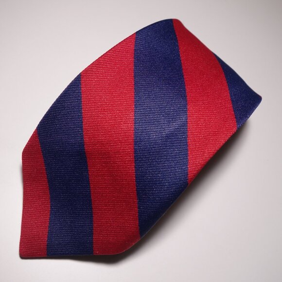 Vintage Yves Saint Laurent Red & Navy Blue Stripe Tie - Picture 2 of 4